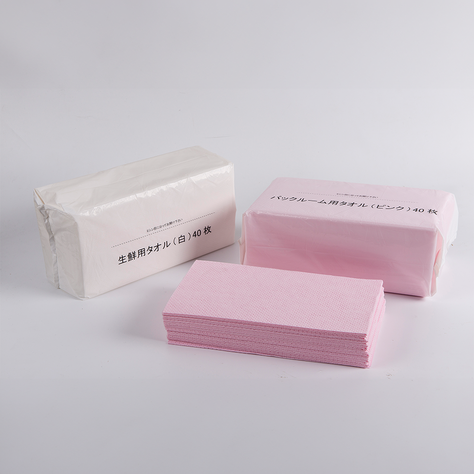 Disposable Towels for Fresh Produce (White, 40-Pack) and Backroom Use (Pink, 40-Pack) - Multi-Purpose Cleaning